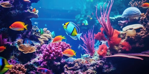 Obraz na płótnie Canvas Fish over coral reef, underwater view