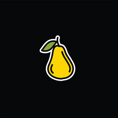 Original vector illustration. Contour icon of a ripe pear.