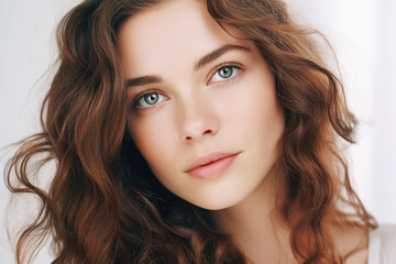 Naklejka premium close-up portrait of a woman with brown hair