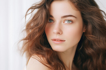 Naklejka premium close-up portrait of a woman with brown hair