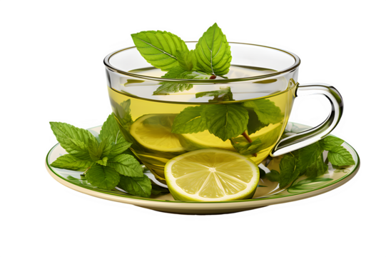 Cup of mint drink on  transparency generative AI 