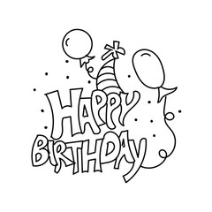 Handwritten modern brush lettering of Happy Birthday text on white background. Hand drawn typography design.