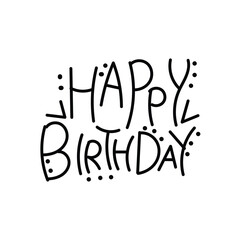 Handwritten modern brush lettering of Happy Birthday text on white background. Hand drawn typography design.