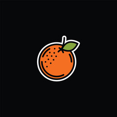 Original vector illustration. Contour icon of a ripe orange.