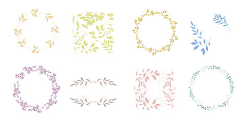 Elegant frames. Floral wreath, сircle monogram with hand drawn wild herbs and flowers. Vector vintage botanical illustration for invitation or wedding decor, logo, labels, branding, business identity
