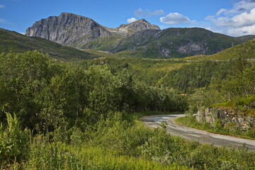 Landscape on the Scenic Route Senja in Troms county, Norway, Europe
