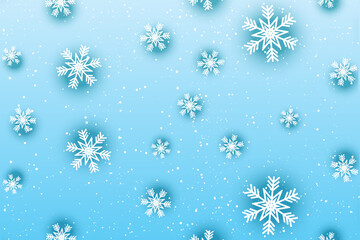 Winter background. It's snowing! It's Falling snowflakes on dark blue background. Vector illustration.