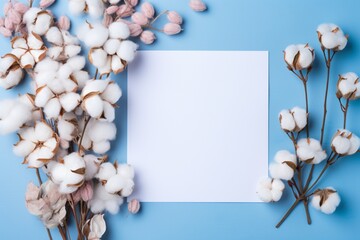 blank paper with flowers and seashells