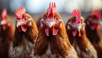 Magnificent ecological chicken at domestic farm, factory chickens in stunning 16k quality