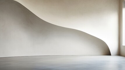 White wooden empty concrete walls, curved WALL, in the style of organic forms, muted tones, neoclassical simplicity,layered composition - obrazy, fototapety, plakaty