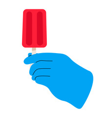 Hand holding ice cream. Colorful vector illustration