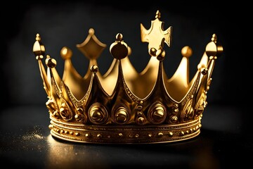 A 3D golden crown isolated on white