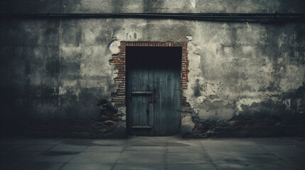Fototapeta na wymiar Door of an old prison. Background with selective