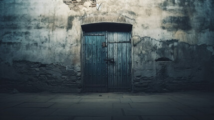 Door of an old prison. Background with selective