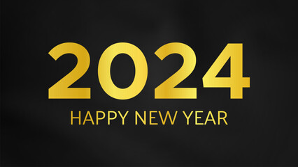 2024 Happy New Year on dark silk background