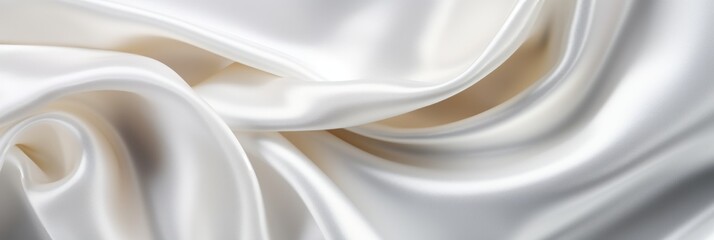 Elegant crumpled white silk fabric background and textureLuxury design with soft folds.