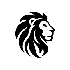 Vector illustration of Lion Face Silhouette Black Color, Facing Right, white background EPS file