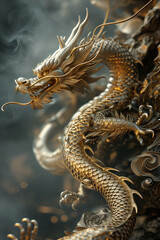 Fototapeta premium Dragon Magic Unleashed: Stylish New Year Celebrations, generated by IA 