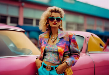 Moda Audace degli Anni 2000- Donna Colorata con uno Stile Eclettico e All'Avanguardia