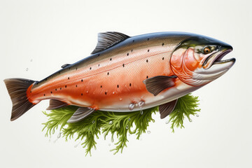 Salmon isolated on the transparent background,