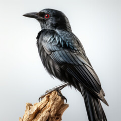 Drongo on white background, hyper 
