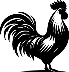 Rooster Chicken Silhouette Vector, Hen Silhouette Clip Art In Different Poses