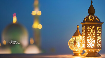 lantern in the Mosque - Ramdan Kareem & Eid Mubark