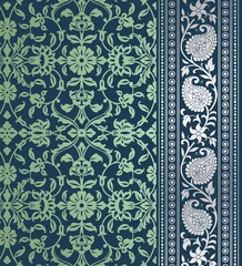 wedding card design, traditional paisley floral pattern , royal India	