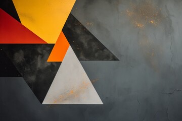 Abstract geometric shapes painted on dark concrete, creating a bold and modern aesthetic, Generative AI