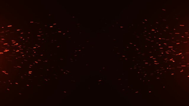 Flying sparks and coals from a fire. abstract glowing particles of burning fire and smoke on a black background, bonfire flares.