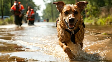 pets being rescued from flooded areas, focusing on the human-animal bond during crises
