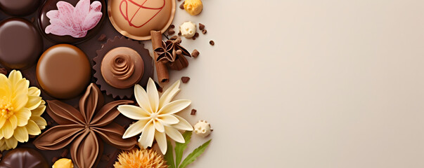 Happy easter delicious chocolates background - obrazy, fototapety, plakaty