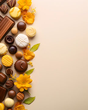 Happy easter delicious chocolates background