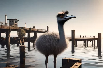 Stof per meter ostrich on the beach © Laiba