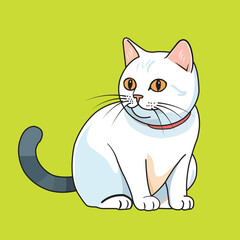 A lonely cat is sitting down