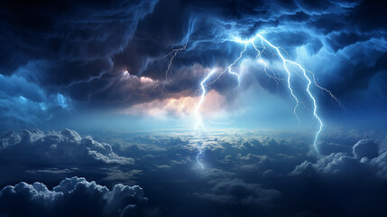 Lightning from a cumulonimbus storm cloud strikes