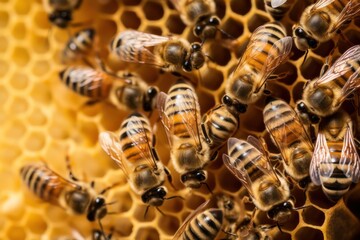 Close up view of bees