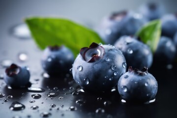 fresh blueberries with water drop