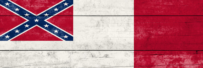 Close-up of grunge Confederate States of America flag. Dirty Confederate States of America flag on...