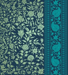 wedding card design, traditional paisley floral pattern , royal India	