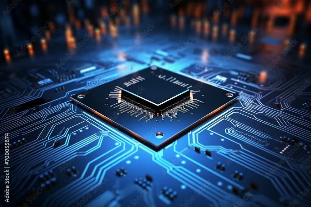 Wall mural circuit board. technology background. central computer processors cpu concept. motherboard digital c