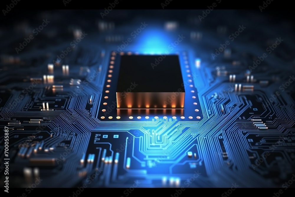 Wall mural circuit board. technology background. central computer processors cpu concept. motherboard digital c