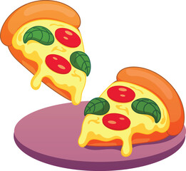 pizza slice cute vector illustration