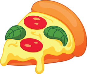 pizza slice cute vector illustration