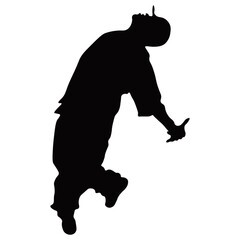 Hip Hop Man Silhouette. Isolated On White Background. Vector Icon.