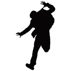 Hip Hop Man Silhouette. Isolated On White Background. Vector Icon.