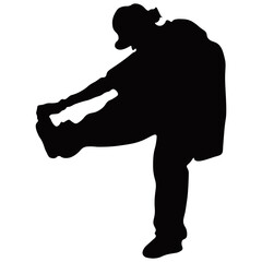 Hip Hop Man Silhouette. Isolated On White Background. Vector Icon.
