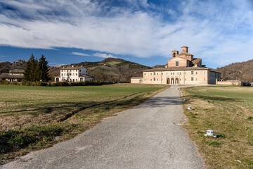 Fototapeta na wymiar The Barco Ducale, an old noble hunting palace belonged to the Montefeltro duke, near Urbania, in the Pesaro-Urbino province
