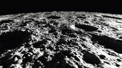 Moon surface. Dark background. Space panorama.