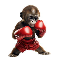 a baby monkey wearing boxing gloves